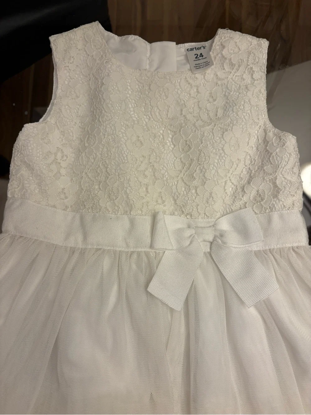 Carter's White Lace Tulle Bow Dress 24 months